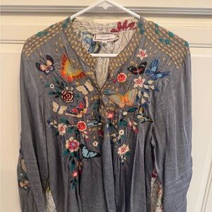 Johnny Was Multicolor Embroidered Blouse
